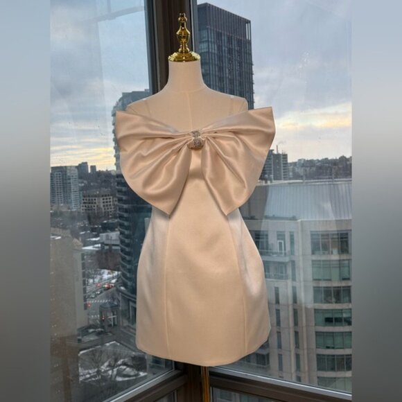🆕 BRONX & BANCO 🧿 NWOT Evie White Strapless Bow Mini Dress, Sz M US 6 - Picture 12 of 15